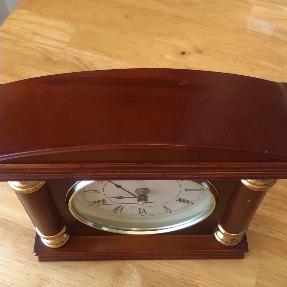 Stiffel Brown and Gold Mantel Clock - Classic Home Wall Decor